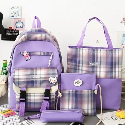 Las mujeres púrpuras hacen excursionismo la mochila estética impermeable determinada fijada para las estudiantes