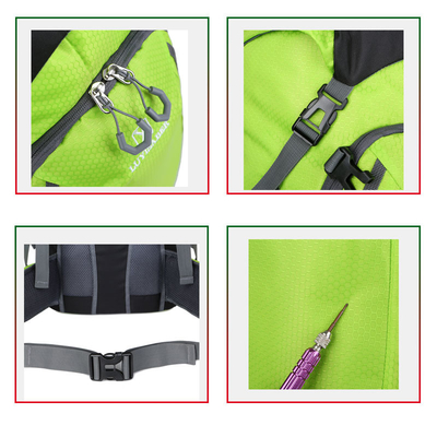 mochila ligera 40L del viaje de las mujeres impermeables verdes de la mochila de los 64cm que caminan