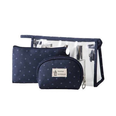 bolsos cosméticos del artículo de tocador de las señoras 3Pcs de los bolsos del claro transparente del poliéster 300D para el viaje