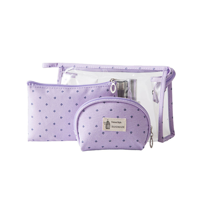 bolsos cosméticos del artículo de tocador de las señoras 3Pcs de los bolsos del claro transparente del poliéster 300D para el viaje