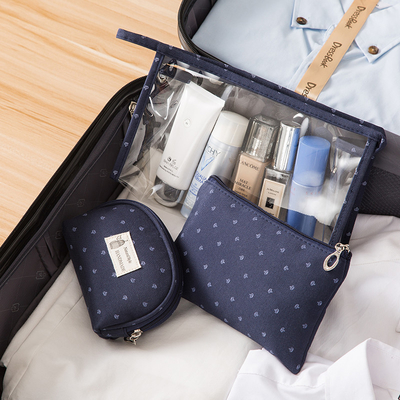 bolsos cosméticos del artículo de tocador de las señoras 3Pcs de los bolsos del claro transparente del poliéster 300D para el viaje