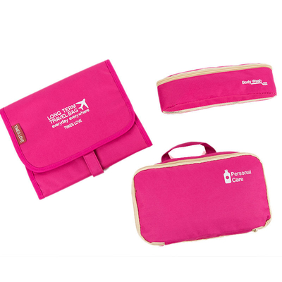 Organizador cosmético Polyester del bolso del maquillaje del almacenamiento del bolso del artículo de tocador plegable del viaje