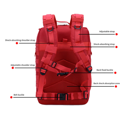 Mochila militar al aire libre táctica de la mochila 45L del ordenador portátil del viaje del poliéster rojo