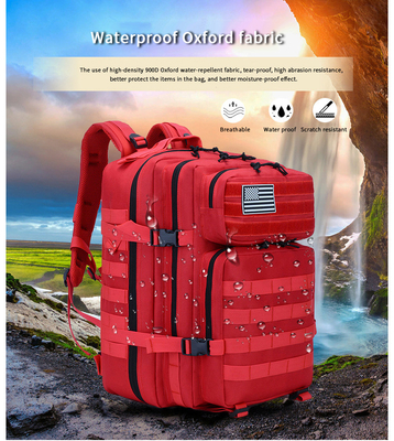 Mochila militar al aire libre táctica de la mochila 45L del ordenador portátil del viaje del poliéster rojo