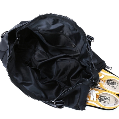 Petate de nylon del gimnasio del petate para hombre negro de los deportes con el compartimiento del zapato