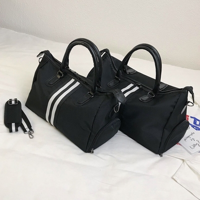 Petate de nylon del gimnasio del petate para hombre negro de los deportes con el compartimiento del zapato