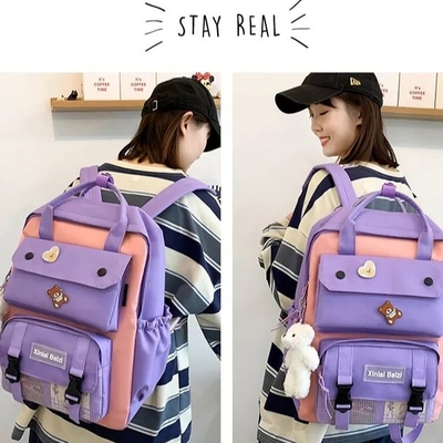 Estudiante Canvas 4 en 1 bolso de escuela de los sistemas de la mochila fijado para los muchachos de las muchachas