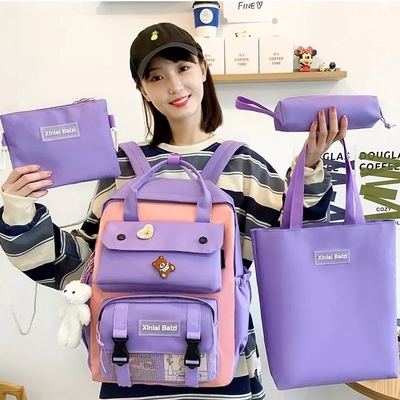 Estudiante Canvas 4 en 1 bolso de escuela de los sistemas de la mochila fijado para los muchachos de las muchachas