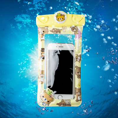 La bolsa móvil del teléfono celular de la bolsa de la prenda impermeable impermeable clara de la historieta cubre la flotación