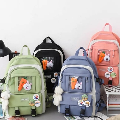 La mochila de la escuela del rosa de 1,41 pulgadas fija el sistema de la mochila de los muchachos 5pc de las muchachas