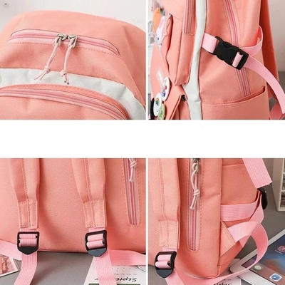 La mochila de la escuela del rosa de 1,41 pulgadas fija el sistema de la mochila de los muchachos 5pc de las muchachas