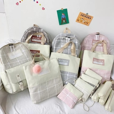 Las mujeres viajan mochila fijan la lona robusta de las adolescencias de la mochila del ordenador portátil 4pc