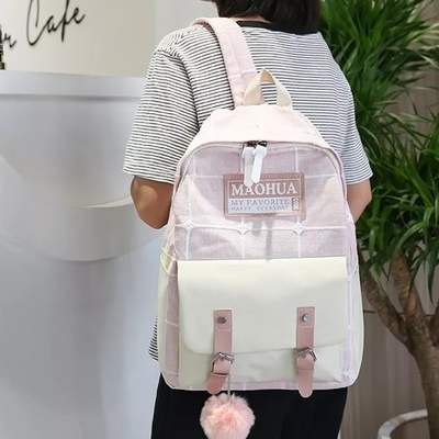 Las mujeres viajan mochila fijan la lona robusta de las adolescencias de la mochila del ordenador portátil 4pc