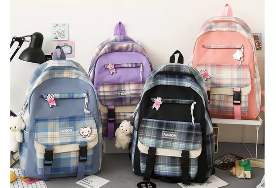 Las mujeres púrpuras hacen excursionismo la mochila estética impermeable determinada fijada para las estudiantes