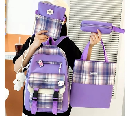 Las mujeres púrpuras hacen excursionismo la mochila estética impermeable determinada fijada para las estudiantes