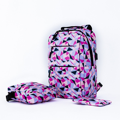 La mochila de nylon del ordenador portátil de las señoras fijó el bolso de escuela impermeable de 3 pedazos