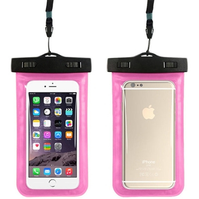 Bolsa impermeable del teléfono del PVC del bolso impermeable rosado del teléfono que flota el bolso seco del teléfono