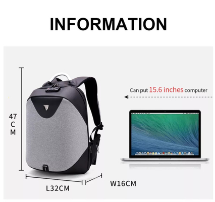 Mochila del ordenador portátil del negocio del poliéster mochila antirrobo de 1,54 pulgadas para el ordenador portátil de los hombres