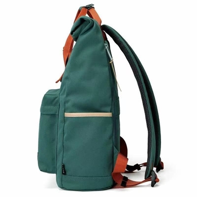 OEM superior extensible de Oxford de la mochila de rollo de los 42cm del viaje de la mochila verde del ordenador portátil
