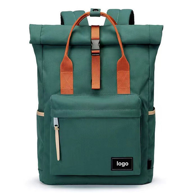 OEM superior extensible de Oxford de la mochila de rollo de los 42cm del viaje de la mochila verde del ordenador portátil