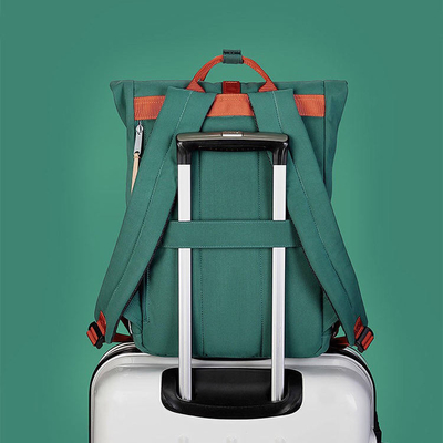 OEM superior extensible de Oxford de la mochila de rollo de los 42cm del viaje de la mochila verde del ordenador portátil