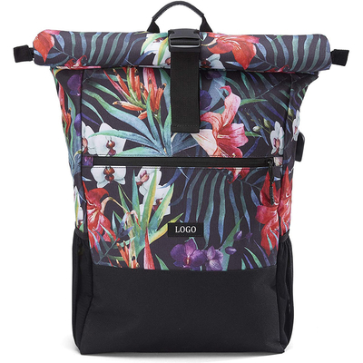 Mochila superior reciclada de rollo de la prenda impermeable mochila casual del viaje del top de rollo de 17,7 pulgadas