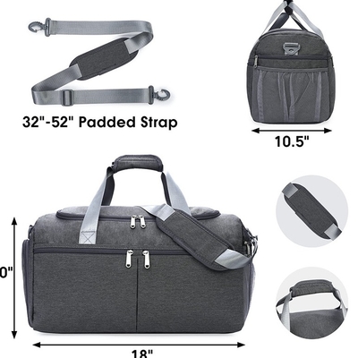 18&quot; petate anti del bolso del viaje del hurto del gimnasio con el bolsillo mojado del compartimiento del zapato