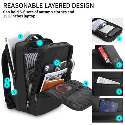 Bolso de la cartera de la oficina de la moda para el negro muy abierto del ordenador portátil RFID del viaje de negocios de los hombres