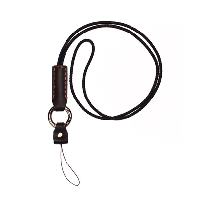 Correa universal del teléfono de Lanyard Strap Adjustable Leather Neck del teléfono del OEM con el metal del remiendo
